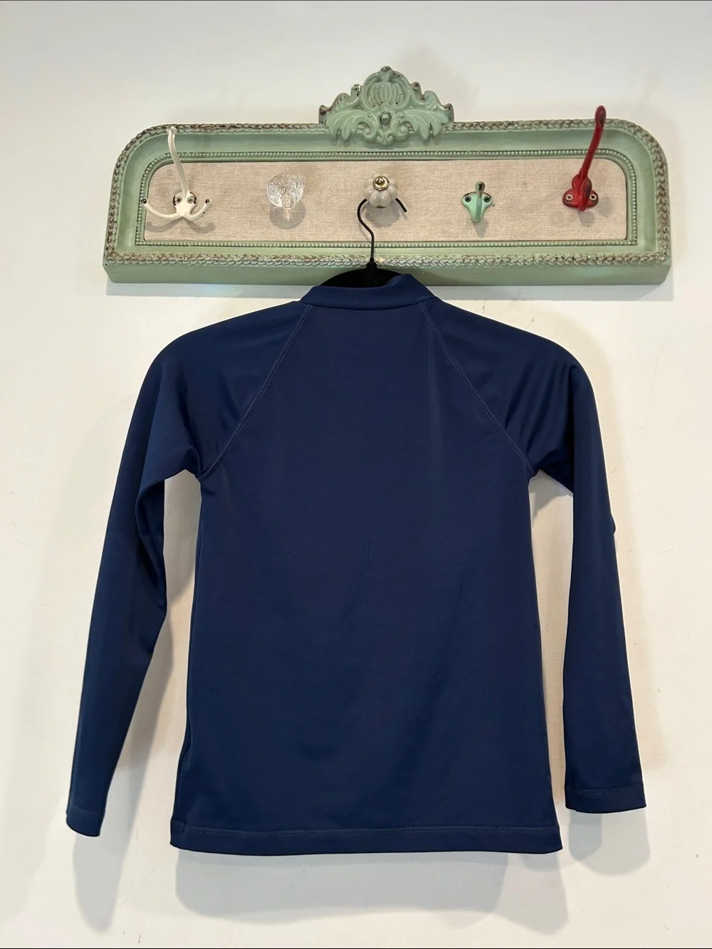 Crewcuts Navy Blue Kids Long-Sleeve Rashguard w Yellow Zip Pull small boys top s